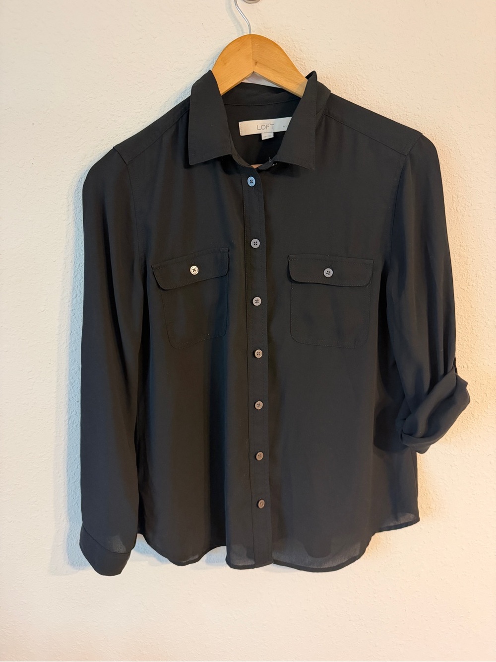 LOFT Black Men's Casual Button-Down Shirt